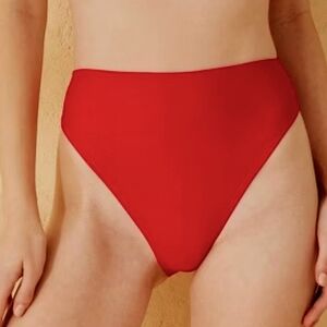 NWT Wild Fable High Waist Extra High Leg Cheeky Bikini Bottom Red Swimsuit SM